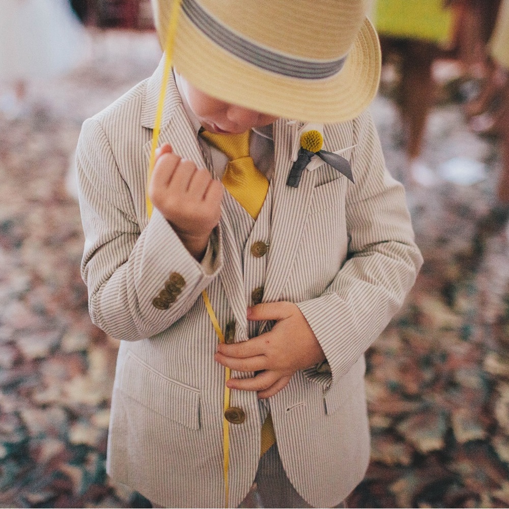 Crewcuts Pinstripe Suit Set with Yellow Tie
